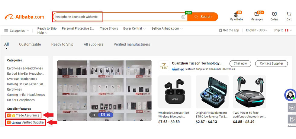 filtrar proveedores en China con Alibaba