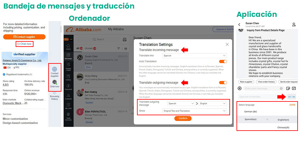 comunicación para aprender cómo comprar por Alibaba