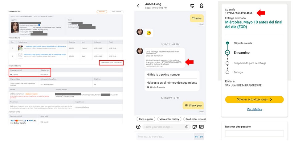 rastreo de compra por Alibaba